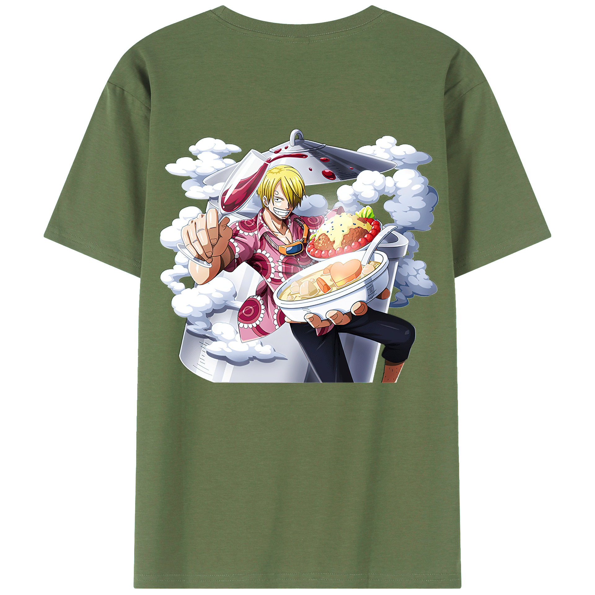 （画像用） ワンピース サンジ ONE PIECE Sanji 綿100％ メンズ半袖Tシャツ（バックプリント） 通気性